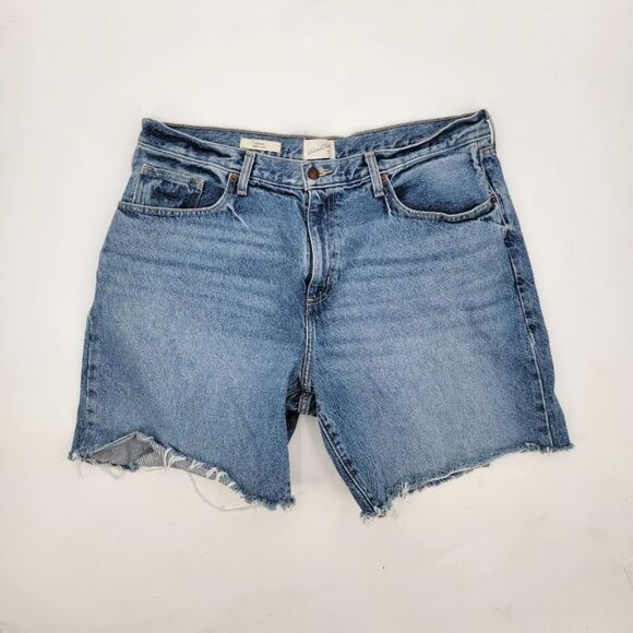 Universal Thread 90s Baggy Denim Raw Hem Shorts Size 16 Medium Wash 100% Cotton